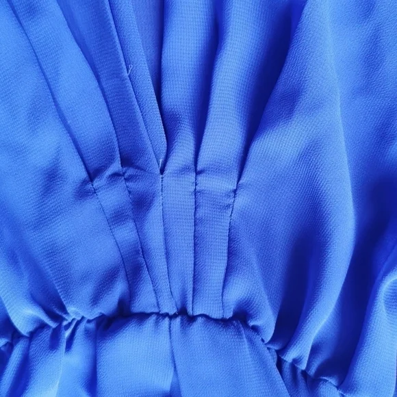 BISOU Bisou Pleated Sheer Blue Dress Swim Cover Large - Picture 6 of 7